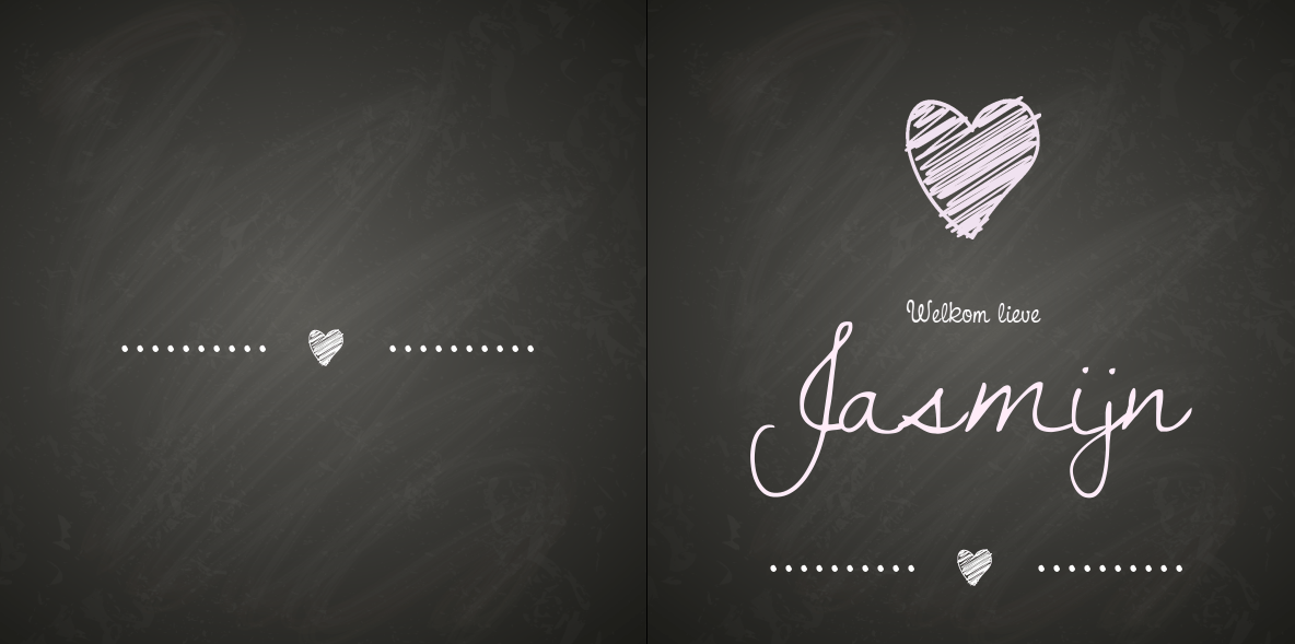 Gevouwen kaart "Krijtbord hart" Gevouwen kaart "Krijtbord hart"