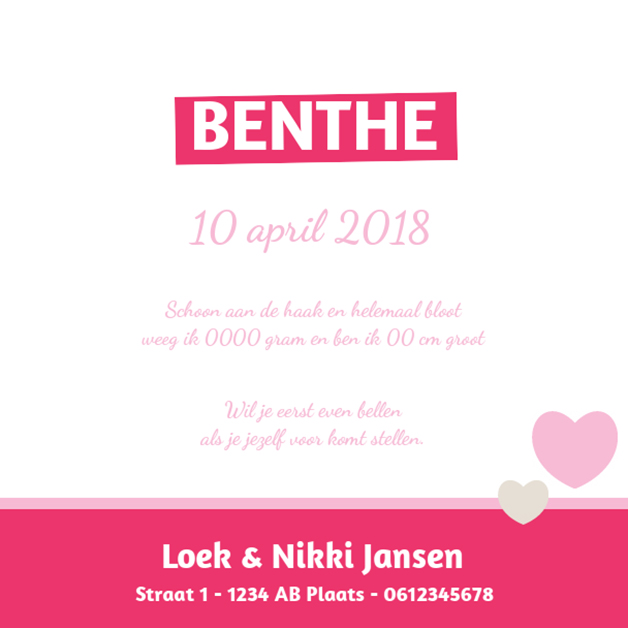 Kaartje "Wit hart" Kaartje "Wit hart"