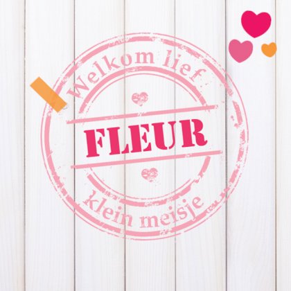 Kaartje "Roze stempel & Hout"