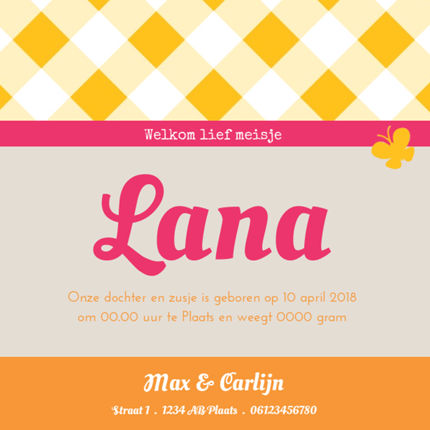 Kaartje "Geel geruit" Kaartje "Geel geruit"