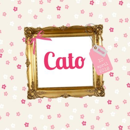 Kaartje "Gouden lijst & Bloemetjes"