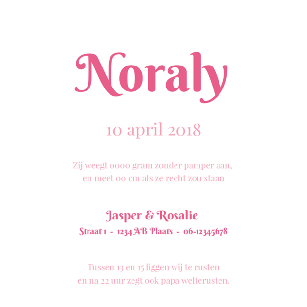 Kaartje "Roze Roos" Kaartje "Roze Roos"