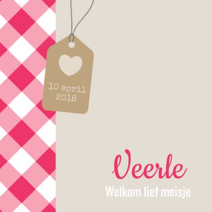 Kaartje "Labeltje & Roze ruitjes" Kaartje "Labeltje & Roze ruitjes"