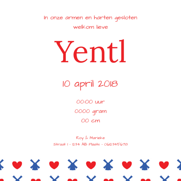 Kaartje "Hollands & Rood" Kaartje "Hollands & Rood"