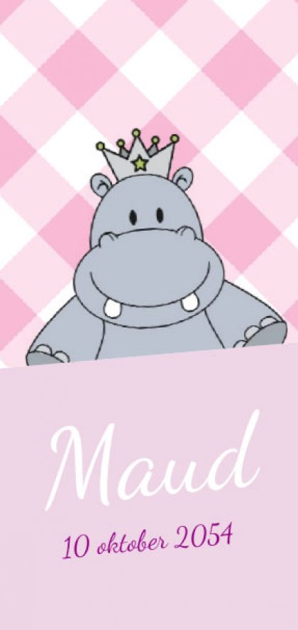 Gevouwen kaart "Prinsenkind & Nijlpaard staand"