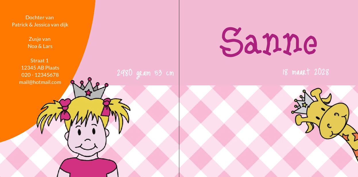 Gevouwen kaart "Prinsenkind & Meisje" Gevouwen kaart "Prinsenkind & Meisje"