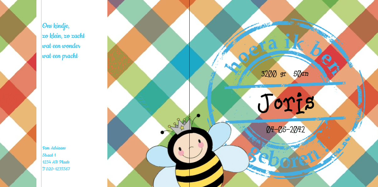 Gevouwen kaart "Prinsenkind & Aapje" Gevouwen kaart "Prinsenkind & Aapje"