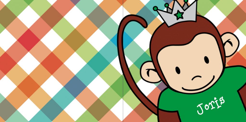 Gevouwen kaart "Prinsenkind & Aapje" Gevouwen kaart "Prinsenkind & Aapje"