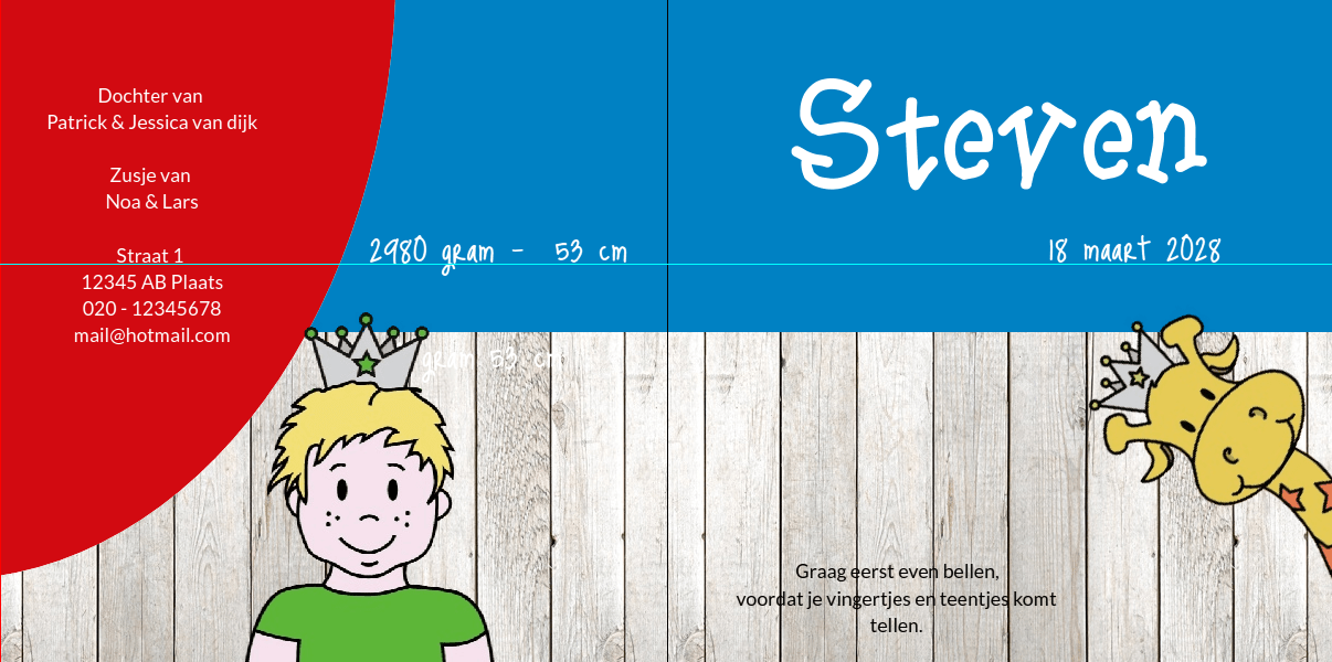 Gevouwen kaart "Prinsenkind & Jongen" Gevouwen kaart "Prinsenkind & Jongen"