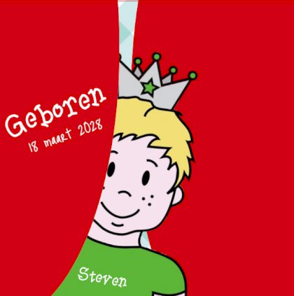 Gevouwen kaart "Prinsenkind & Jongen" Gevouwen kaart "Prinsenkind & Jongen"