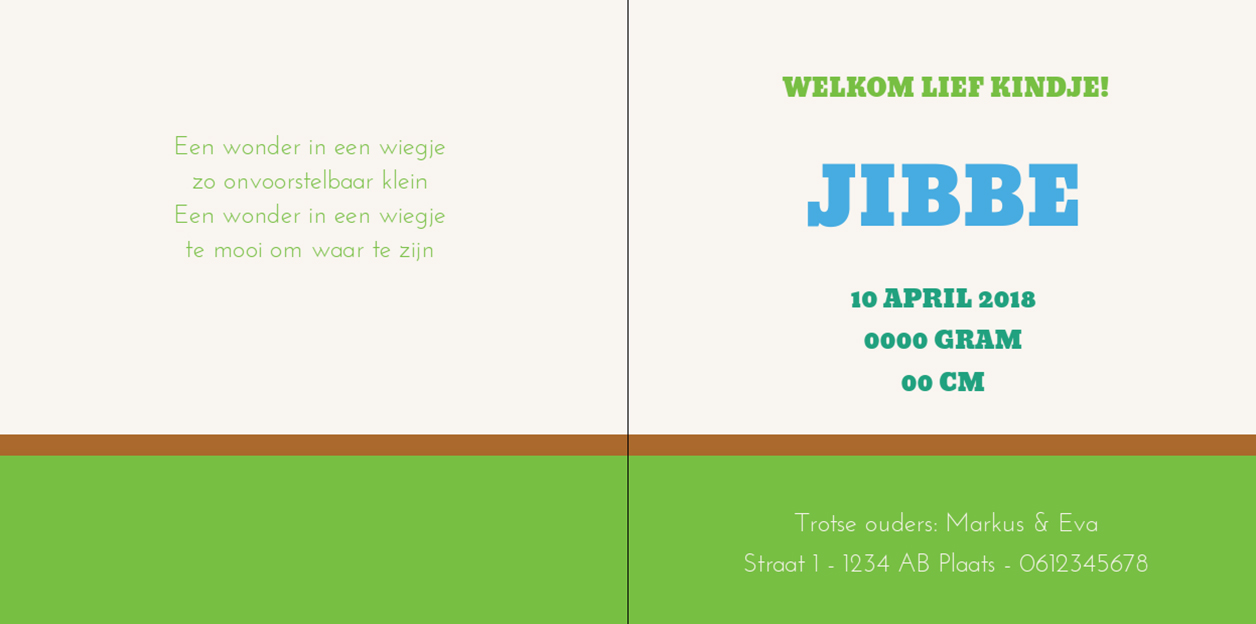 Gevouwen kaart "Vierkantjes" Gevouwen kaart "Vierkantjes"