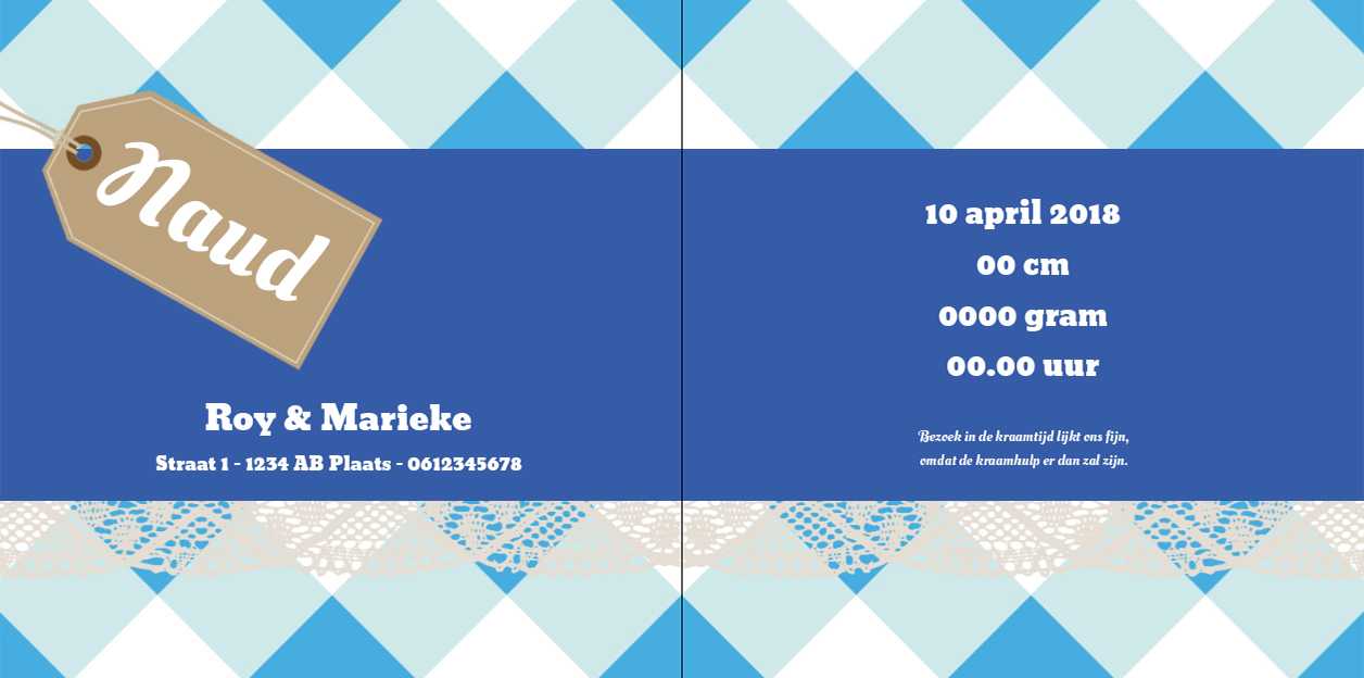 Gevouwen kaart "label blauw" Gevouwen kaart "label blauw"
