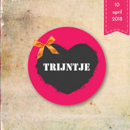 Gevouwen kaart "Krijtbord hartje roze"