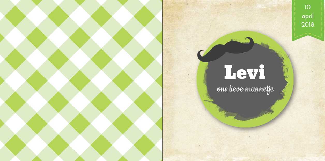 Gevouwen kaart "Groen met snorretje" Gevouwen kaart "Groen met snorretje"