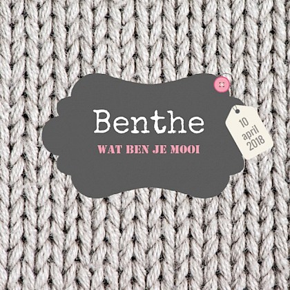 Gevouwen kaart "Breiwerk roze"