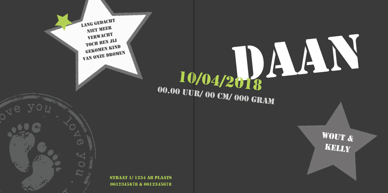 Gevouwen kaart "Grijze ster" Gevouwen kaart "Grijze ster"