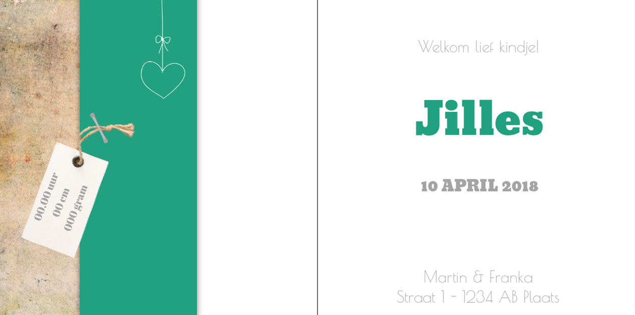 Gevouwen kaart "Letter groen" Gevouwen kaart "Letter groen"