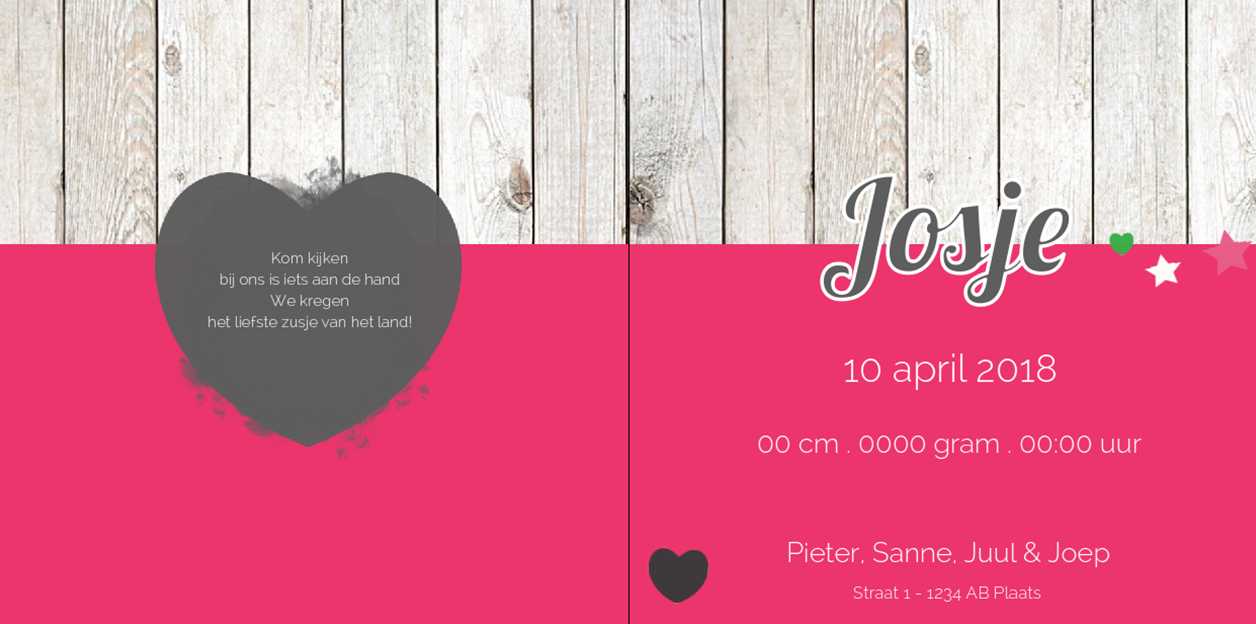 Gevouwen kaart "Hartjes & Steigerhout" Gevouwen kaart "Hartjes & Steigerhout"