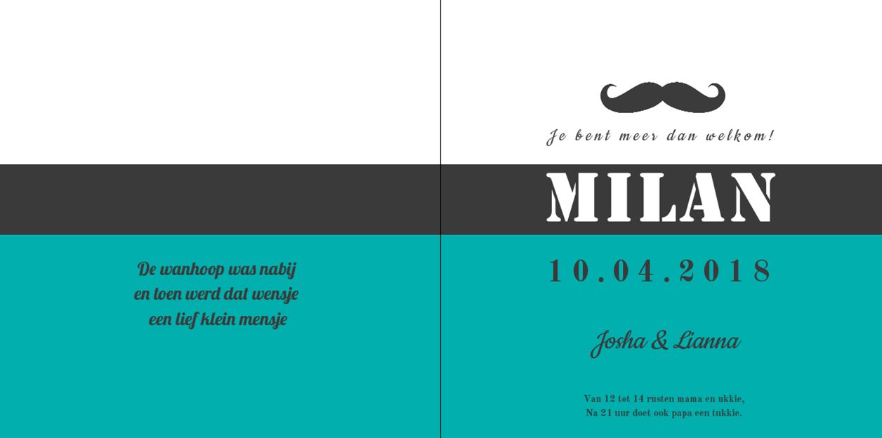 Gevouwen kaart "Snor blauwe strepen" Gevouwen kaart "Snor blauwe strepen"