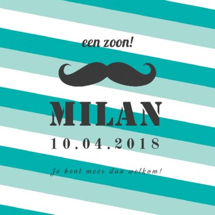 Gevouwen kaart "Snor blauwe strepen"