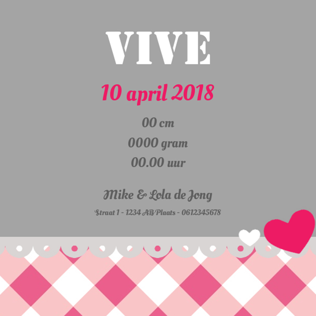 Kaartje "Roze ruitjes" Kaartje "Roze ruitjes"