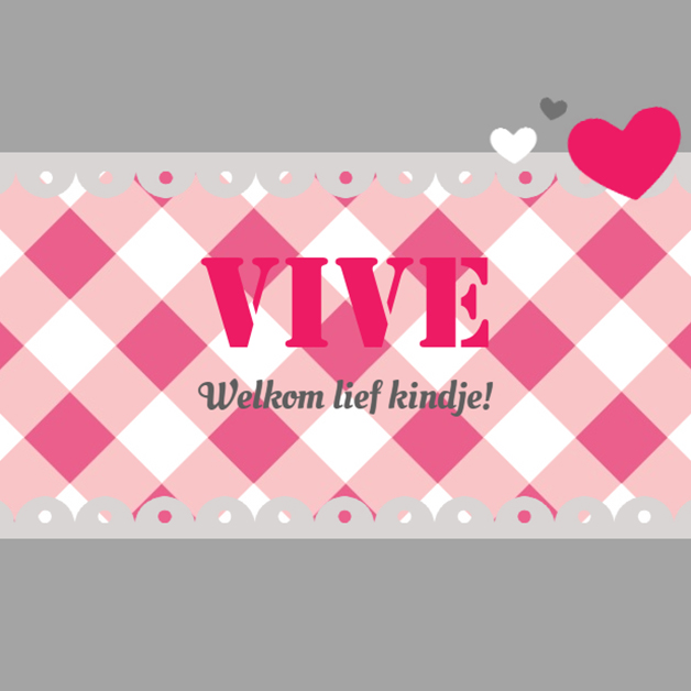 Kaartje "Roze ruitjes" Kaartje "Roze ruitjes"