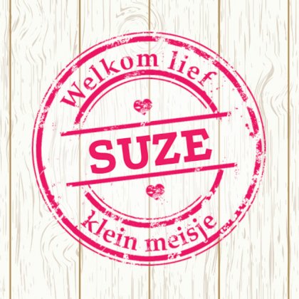 Kaartje "Hout poststempel roze"