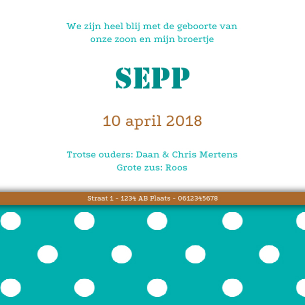 Kaartje "Blauw met stippen" Kaartje "Blauw met stippen"