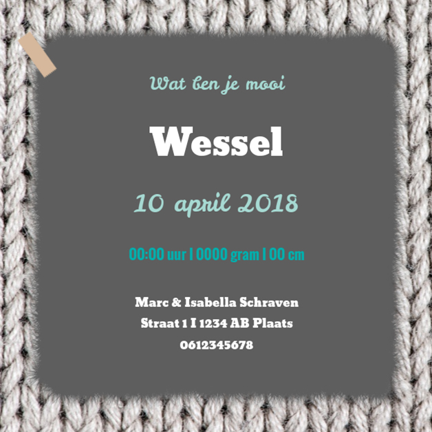 Kaartje "Gebreid" Kaartje "Gebreid"