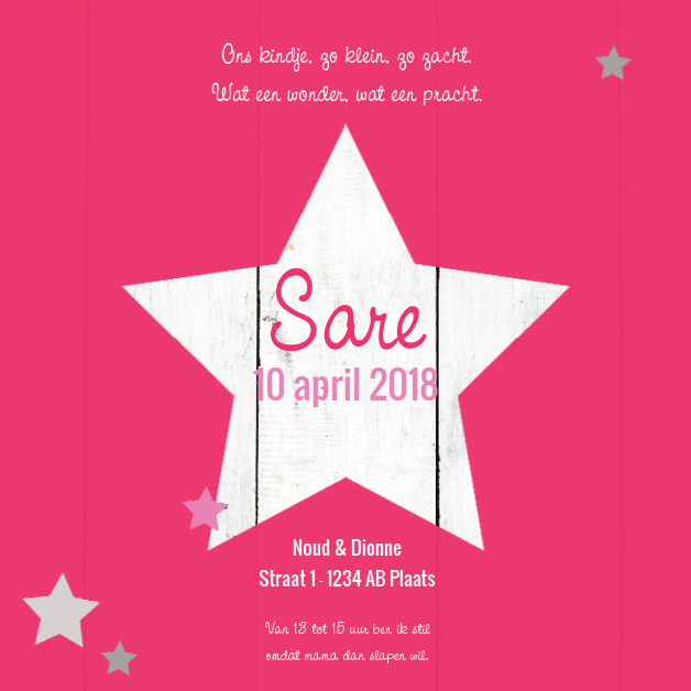 Kaartje "Ster hout" Kaartje "Ster hout"