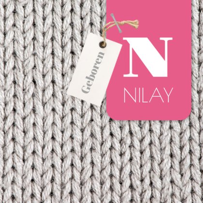 Kaartje "Gebreid roze"