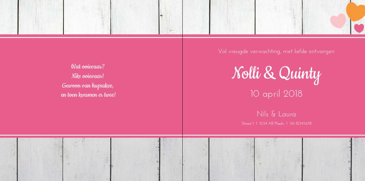 Kaart tweeling "Steigerhout roze" Kaart tweeling "Steigerhout roze"