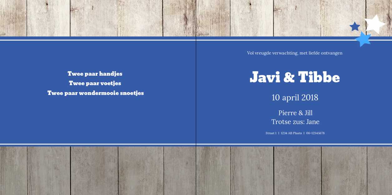Kaart tweeling "Steigerhout blauw" Kaart tweeling "Steigerhout blauw"
