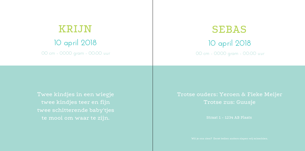 Kaart tweeling "blauw vogeltje in ring" Kaart tweeling "blauw vogeltje in ring"