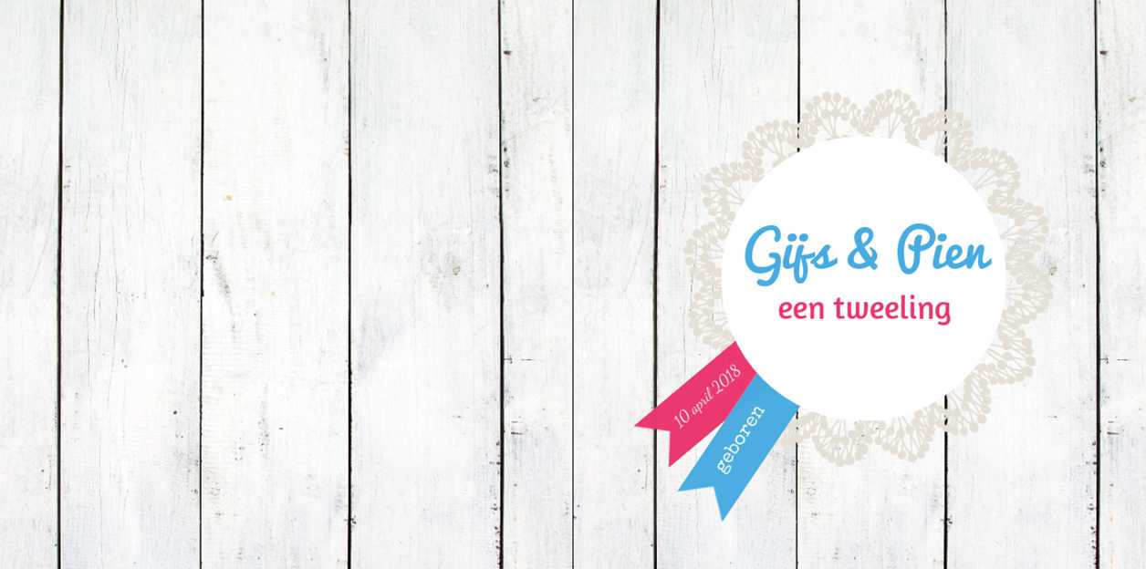 Kaart tweeling "Vaantje op steigerhout" Kaart tweeling "Vaantje op steigerhout"