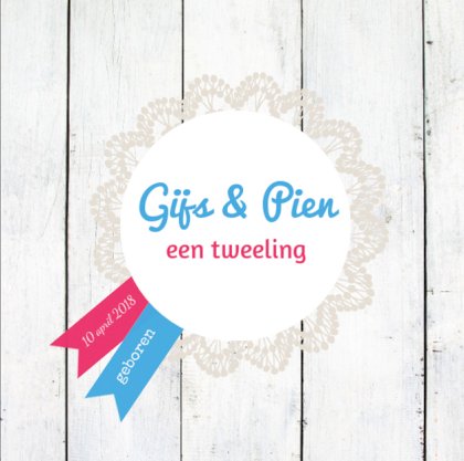 Kaart tweeling "Vaantje op steigerhout" Kaart tweeling "Vaantje op steigerhout"