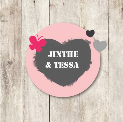 Kaartje tweeling "vlinders op steigerhout"