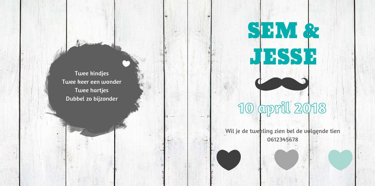 Kaartje tweeling "Steigerhout blauw" Kaartje tweeling "Steigerhout blauw"