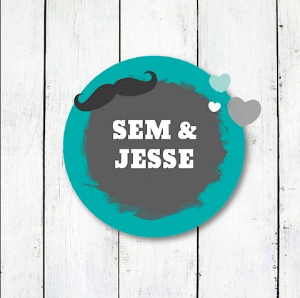 Kaartje tweeling "Steigerhout blauw"