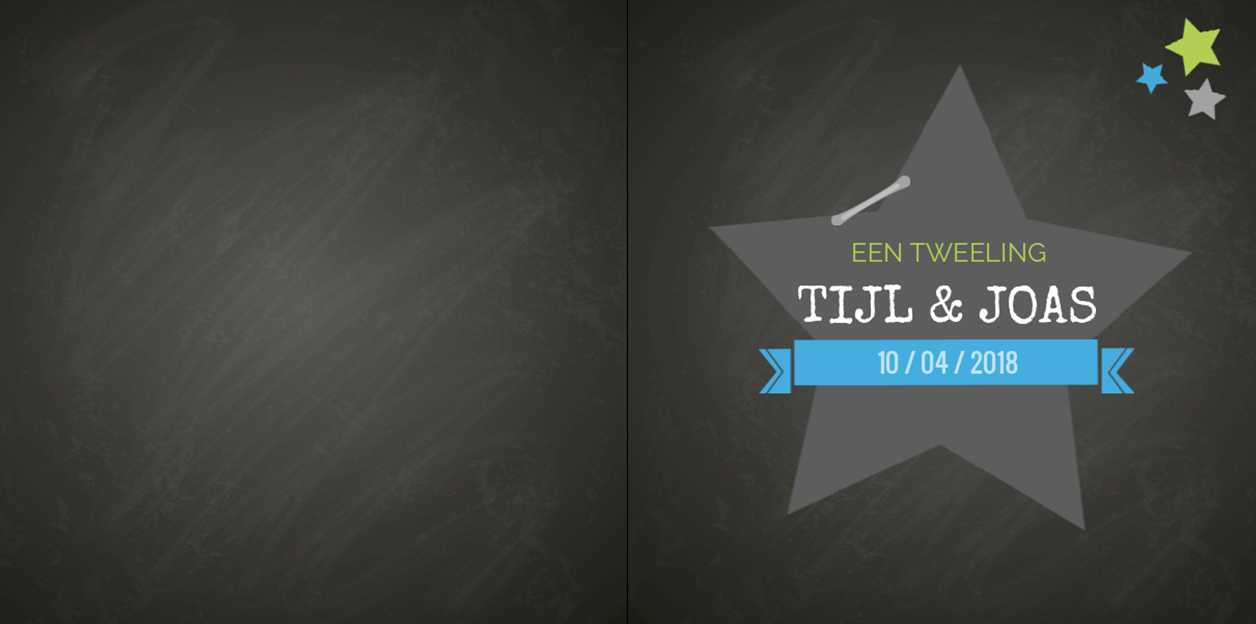 Kaartje tweeling "Ster met blauwe banner" Kaartje tweeling "Ster met blauwe banner"