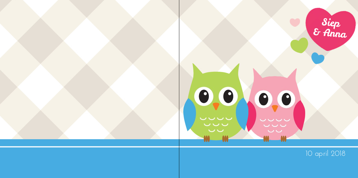 Kaartje tweeling "Uiltjes met hartje" Kaartje tweeling "Uiltjes met hartje"