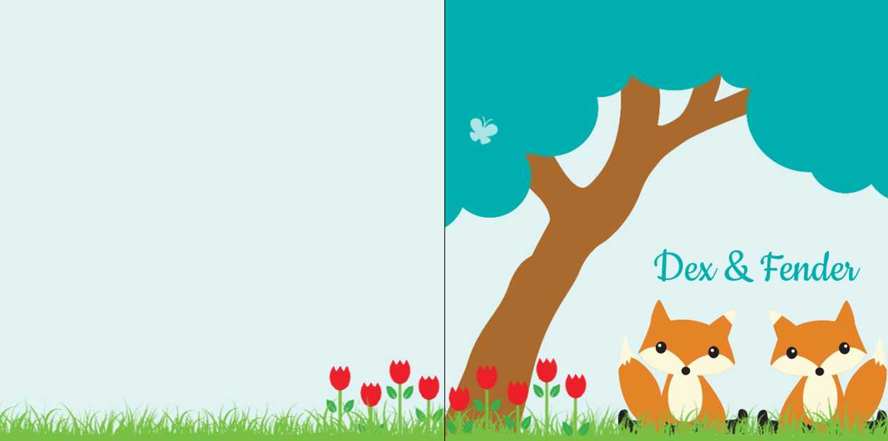 Kaartje tweeling "vosjes onder blauwe boom" Kaartje tweeling "vosjes onder blauwe boom"