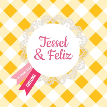 Kaartje tweeling "Vaantje geel"