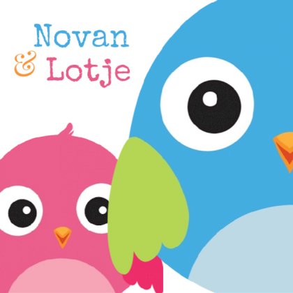 Kaartje tweeling "Vullende vogeltjes" Kaartje tweeling "Vullende vogeltjes"