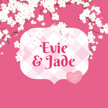 Kaartje tweeling "bloesem roze"