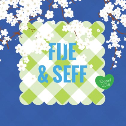 Kaartje tweeling "bloesem blauw"