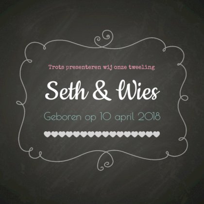 Kaartje tweeling "krijtbord"