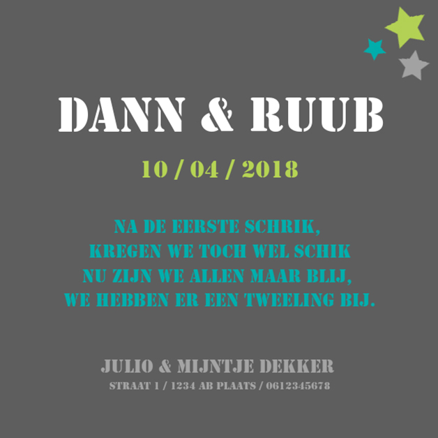 Kaartje tweeling "Ster steigerhout" Kaartje tweeling "Ster steigerhout"