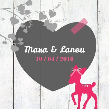 Kaartje tweeling "Hertje steigerhout"