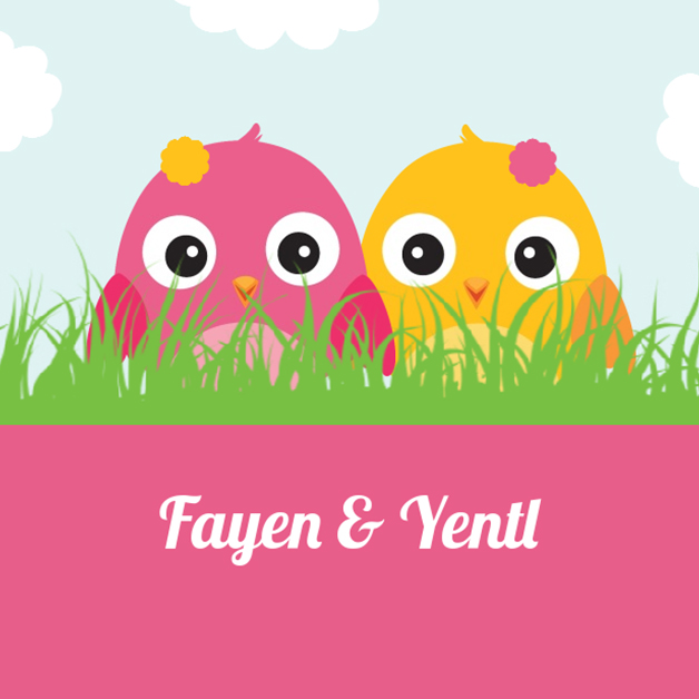 Kaart tweeling "vogeltjes in het gras roze" Kaart tweeling "vogeltjes in het gras roze"
